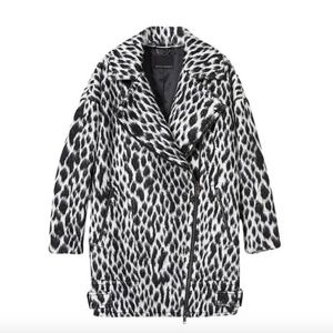 Black/White Cocoon Spotted Animal Print Wool Moto